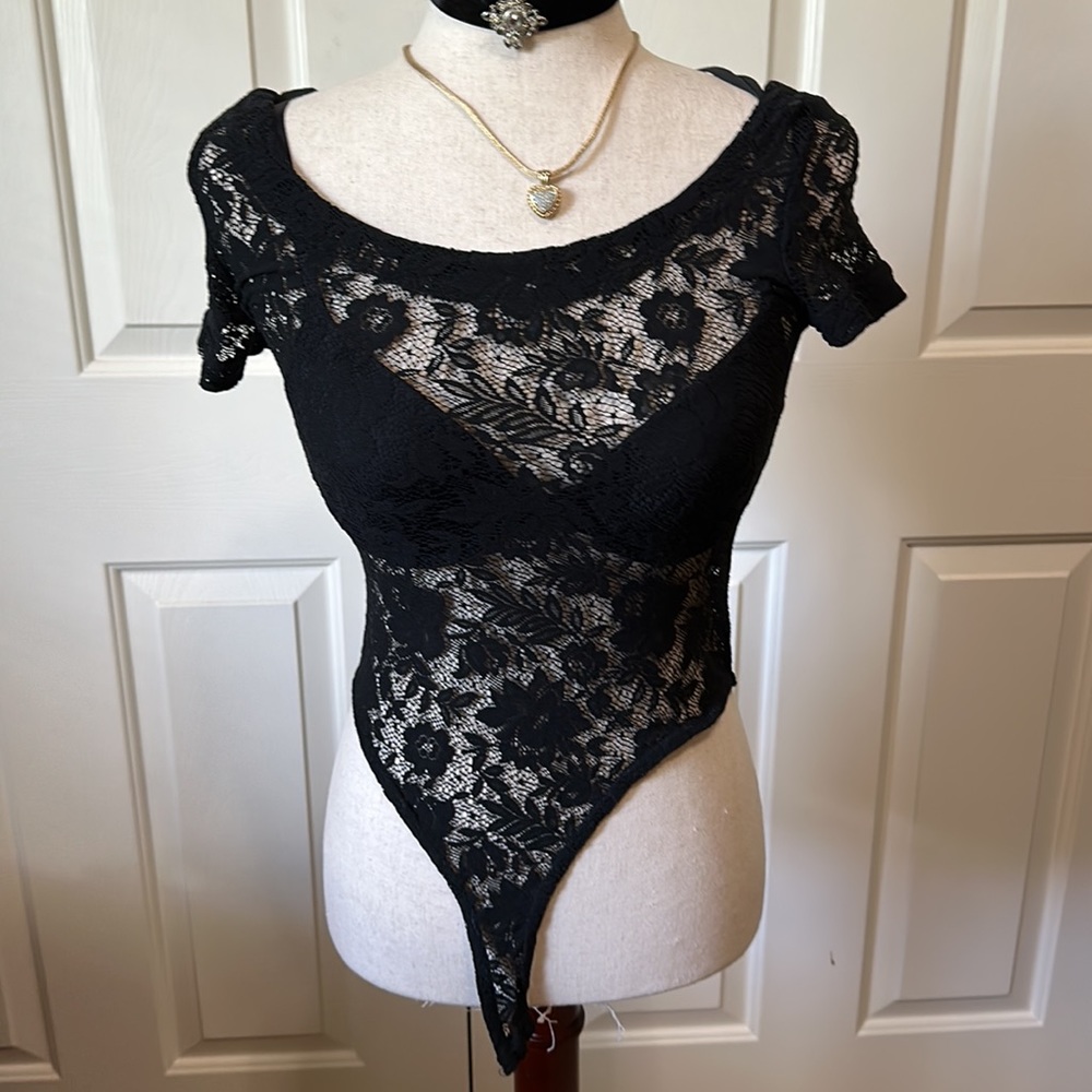 YES | Lace Body suit with Bra | Size Small | color Black